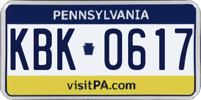 PA license plate KBK0617