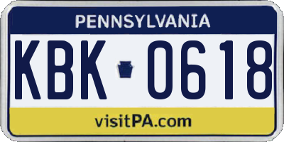 PA license plate KBK0618