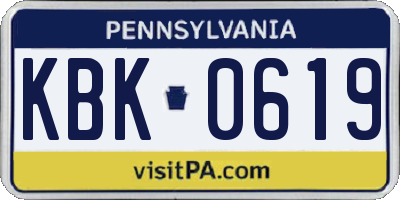 PA license plate KBK0619