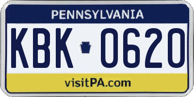 PA license plate KBK0620