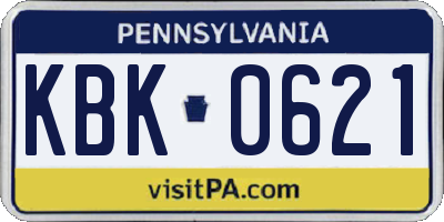 PA license plate KBK0621