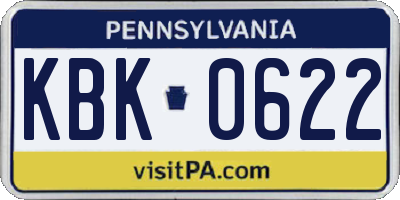 PA license plate KBK0622