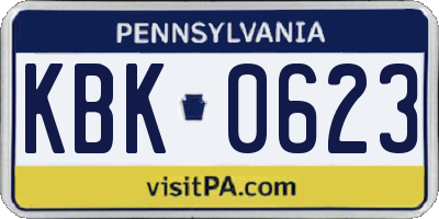 PA license plate KBK0623