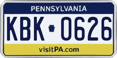 PA license plate KBK0626
