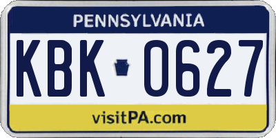 PA license plate KBK0627