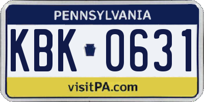 PA license plate KBK0631