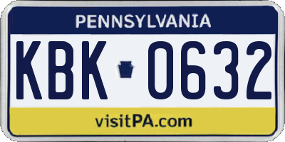 PA license plate KBK0632