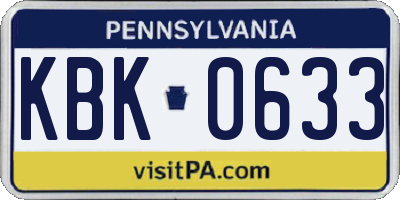PA license plate KBK0633