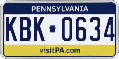 PA license plate KBK0634