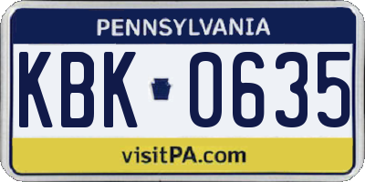 PA license plate KBK0635