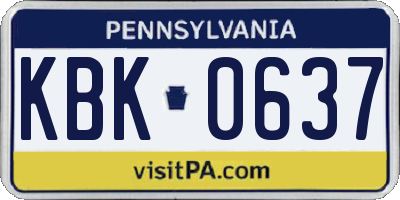 PA license plate KBK0637