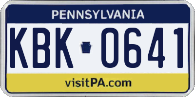 PA license plate KBK0641