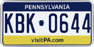 PA license plate KBK0644