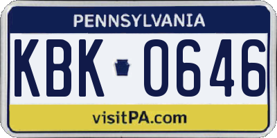 PA license plate KBK0646