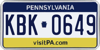 PA license plate KBK0649