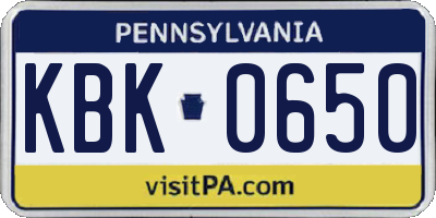 PA license plate KBK0650