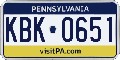 PA license plate KBK0651