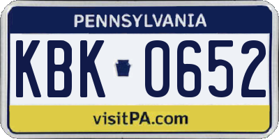 PA license plate KBK0652