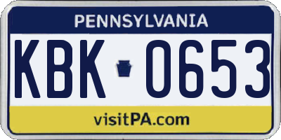 PA license plate KBK0653