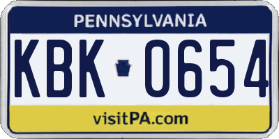 PA license plate KBK0654