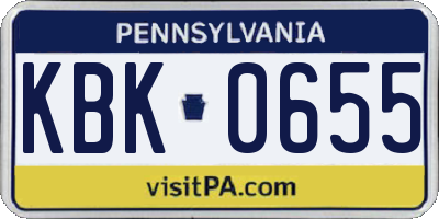 PA license plate KBK0655