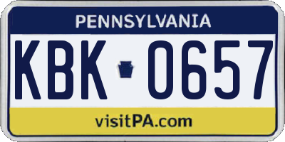 PA license plate KBK0657