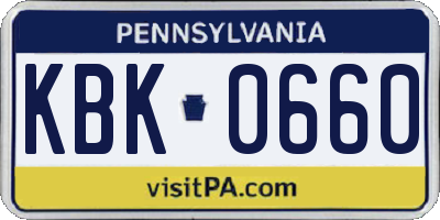 PA license plate KBK0660