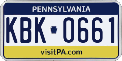 PA license plate KBK0661
