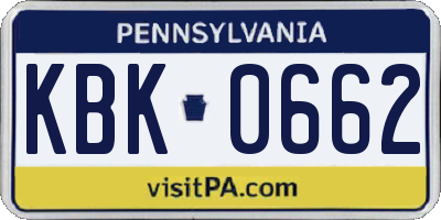 PA license plate KBK0662