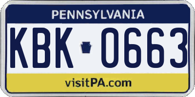 PA license plate KBK0663