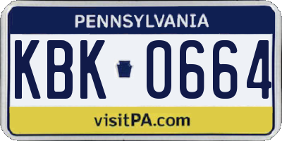 PA license plate KBK0664