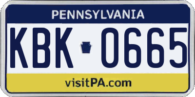 PA license plate KBK0665