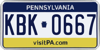 PA license plate KBK0667