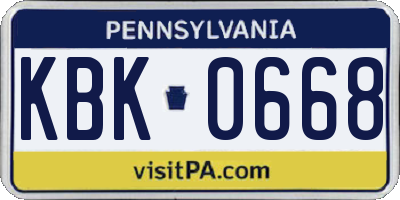 PA license plate KBK0668