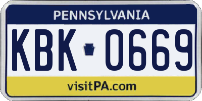 PA license plate KBK0669