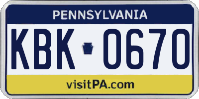 PA license plate KBK0670