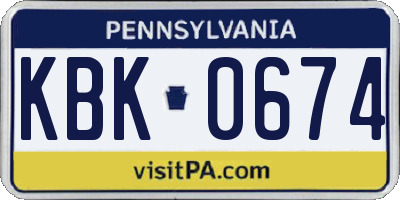 PA license plate KBK0674