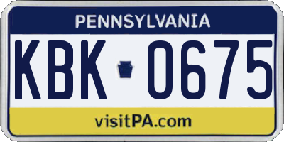 PA license plate KBK0675