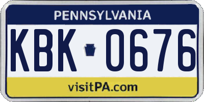 PA license plate KBK0676