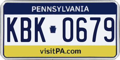 PA license plate KBK0679