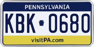 PA license plate KBK0680