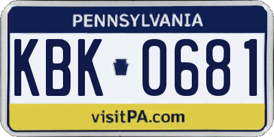 PA license plate KBK0681