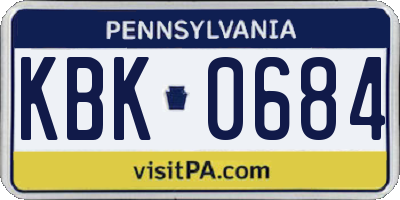 PA license plate KBK0684