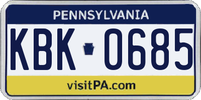 PA license plate KBK0685