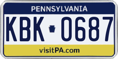 PA license plate KBK0687