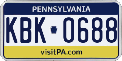 PA license plate KBK0688