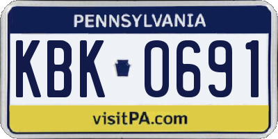 PA license plate KBK0691