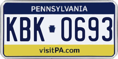 PA license plate KBK0693