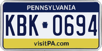 PA license plate KBK0694