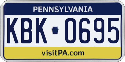 PA license plate KBK0695